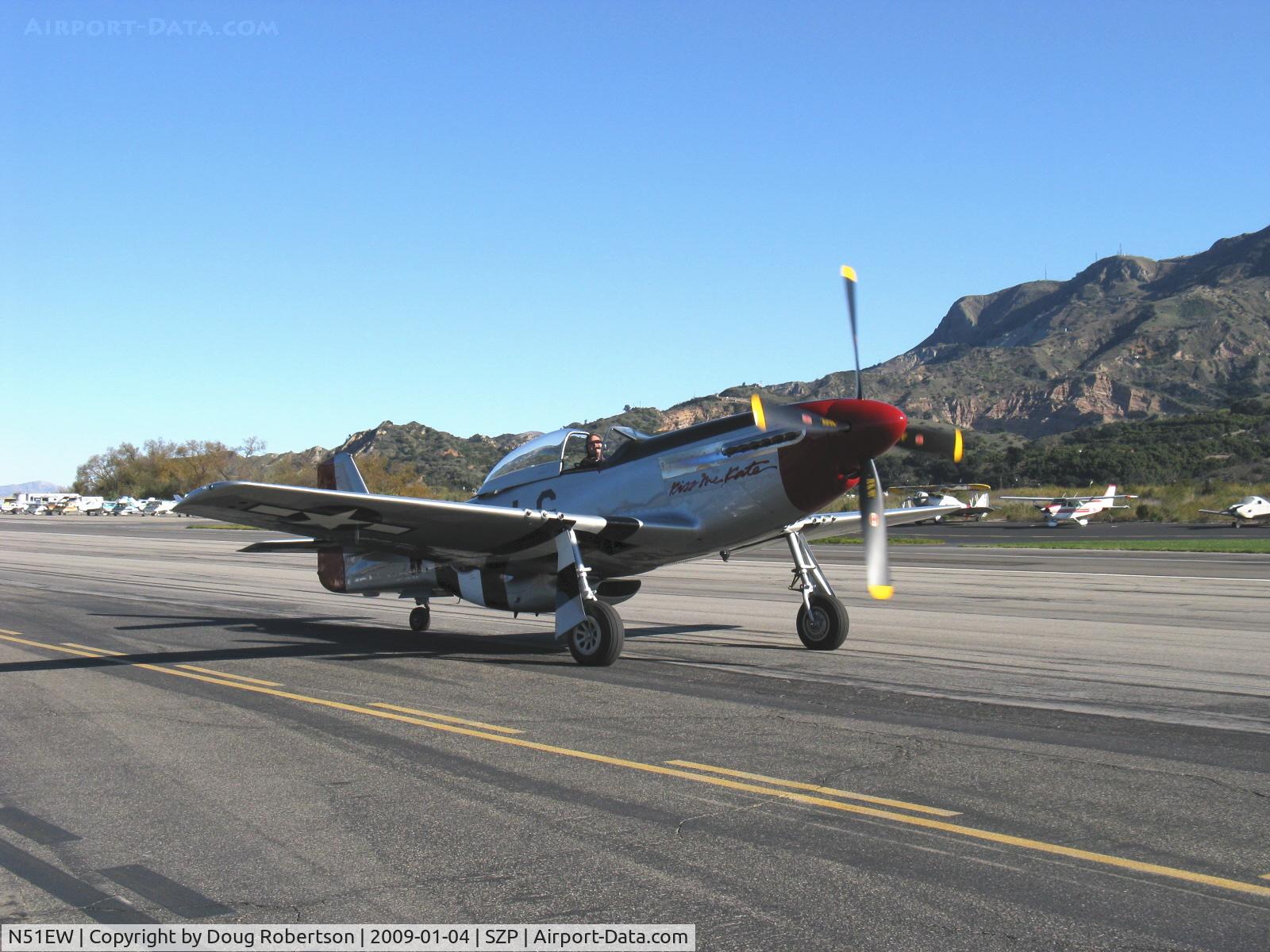 N51EW, 1944 North American F-6K (P-51K) Mustang C/N 111-36123, North American P-51K MUSTANG 'Kiss Me Kate', 1,490 Hp V-1650-7 engine, Aeroproducts 4 blade prop, taxi to Rwy 04. Experimental class.