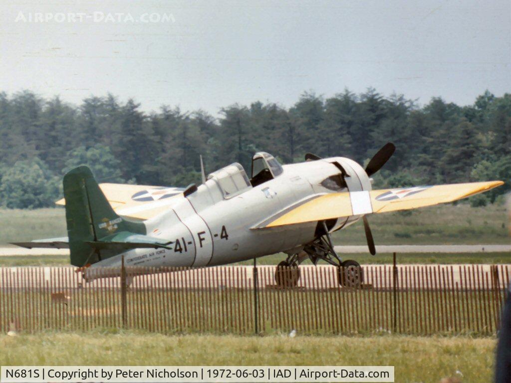 N681S, 1944 General Motors FM-2 Wildcat C/N Not found (USN55585), This Wildcat was displayed by the Confederate Air Force at Transpo 72 held at Dulles Airport.
