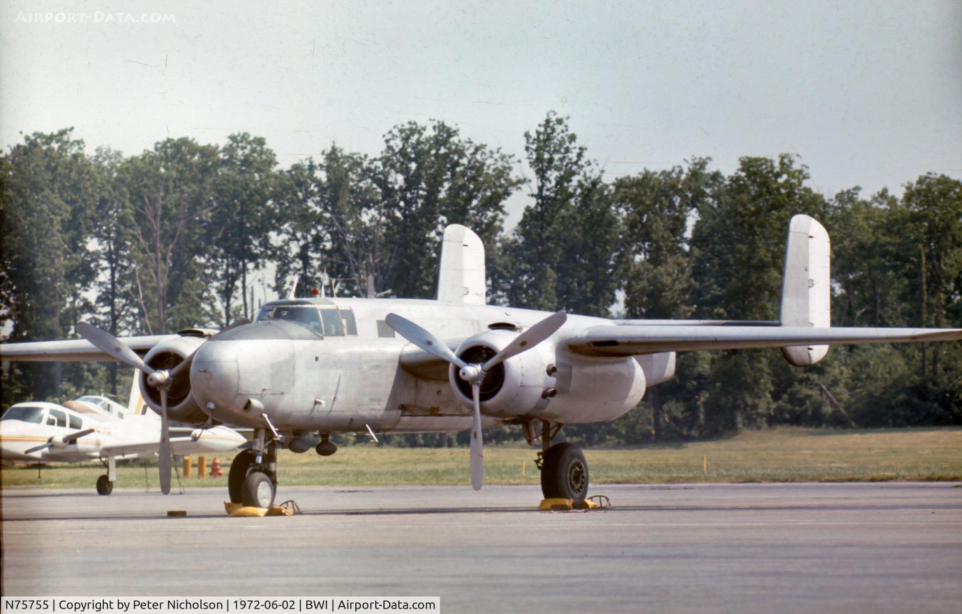 N75755, 1945 North American B-25J Mitchell Mitchell C/N 108-47734, This B-25J Mitchell was seen at what was then called Friendship Airport and, thanks to Gary Lewis, I now know it to be this aircraft, later to become C-GCWM