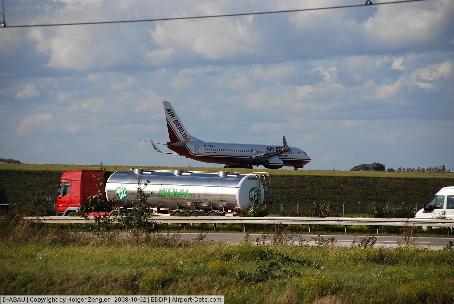 D-ABAU, 1999 Boeing 737-86J C/N 29121, and at the Autobahn - Leipzig Airport live!