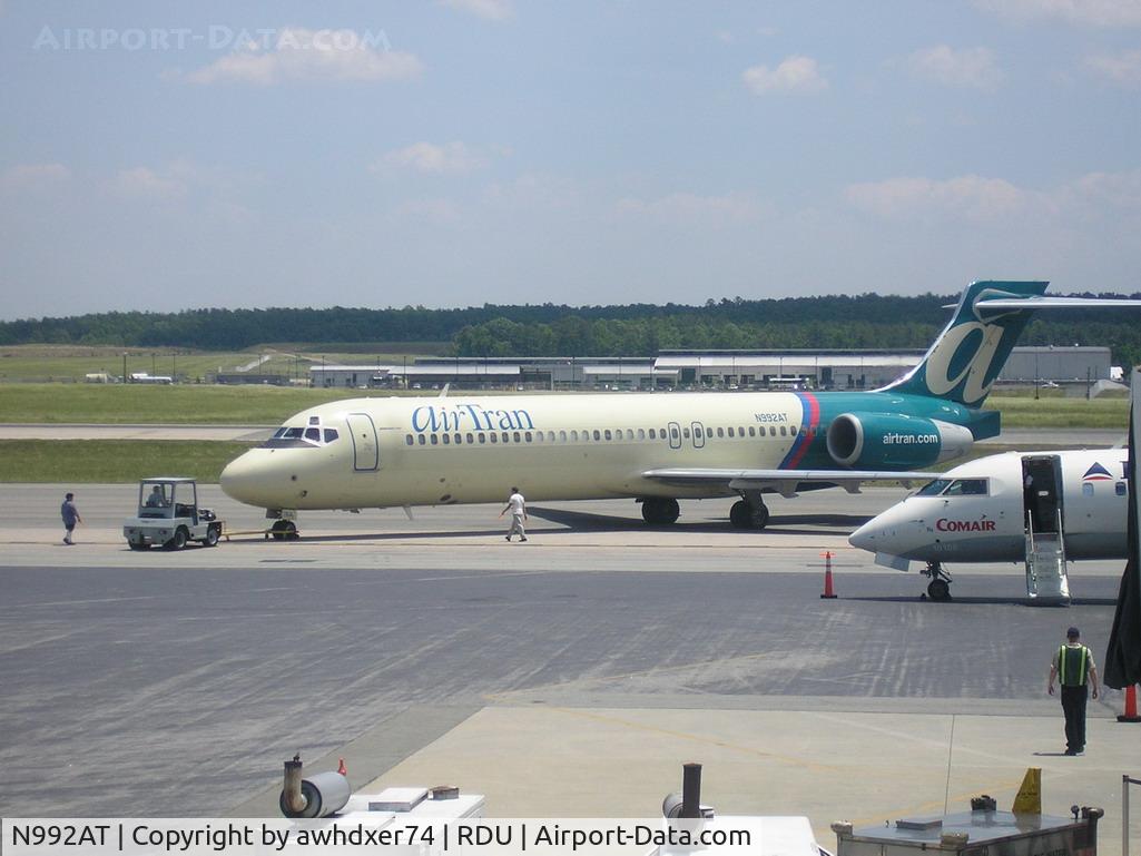 N992AT, 2002 Boeing 717-200 C/N 55136, AirTran 717 pushback on to taxiway Alpha