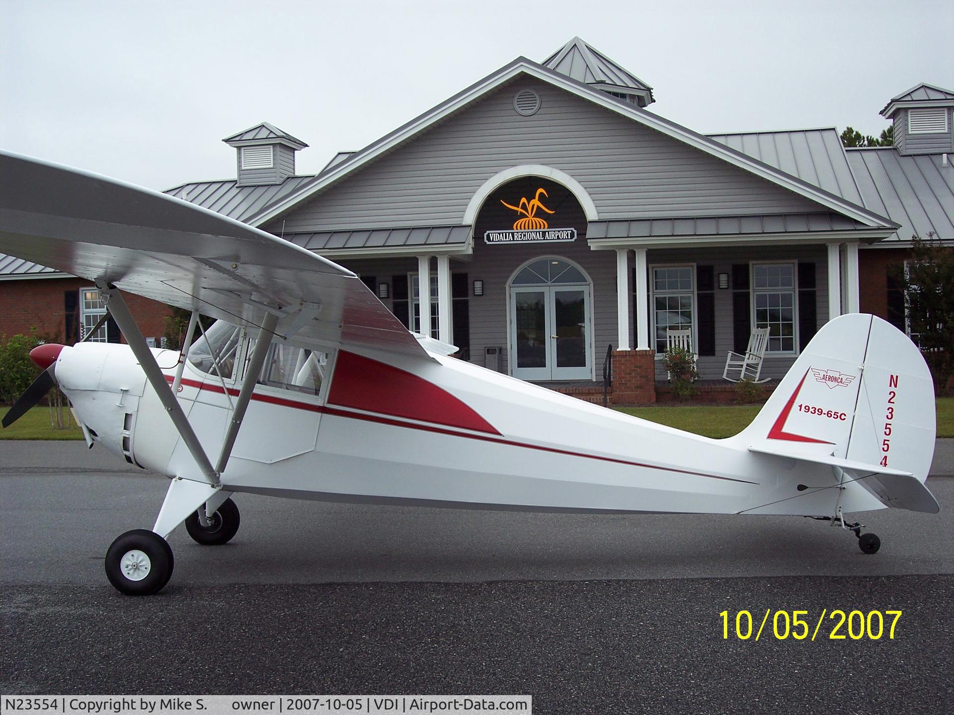 N23554, 1939 Aeronca 65-C C/N C5089, 1st fuel stop (Georgia) on the trip home to upstate NY.