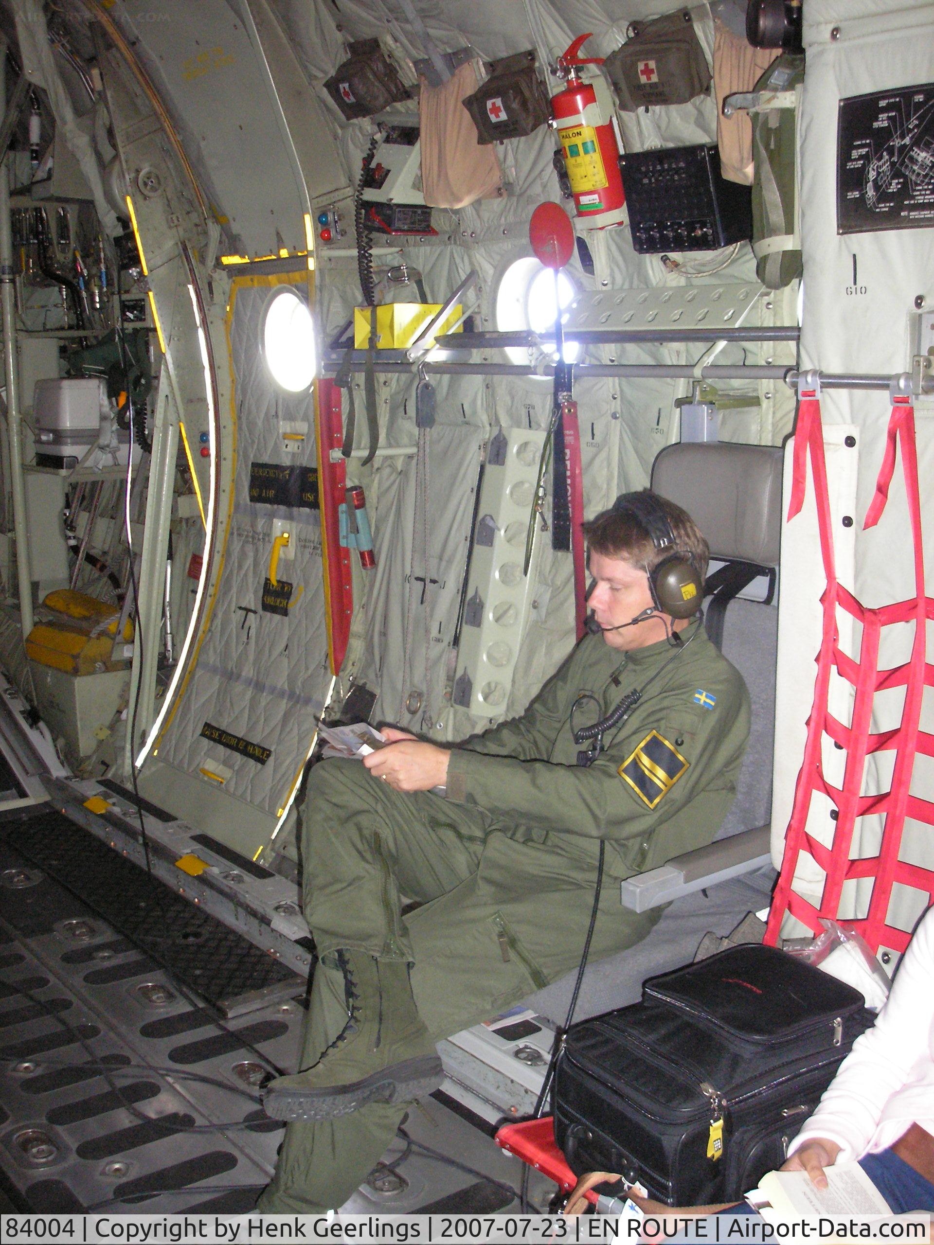 84004, Lockheed C-130H Hercules C/N 382-4881, Loadmaster on duty during flight