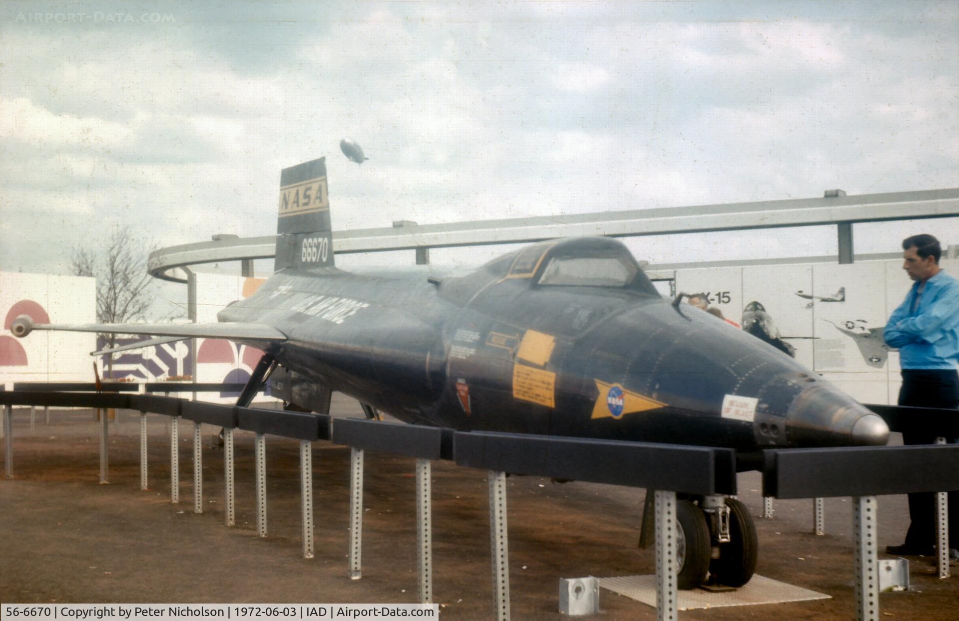 56-6670, 1956 North American X-15A C/N 240-1, The X-15A as displayed at Transpo 72 at Dulles Airport.