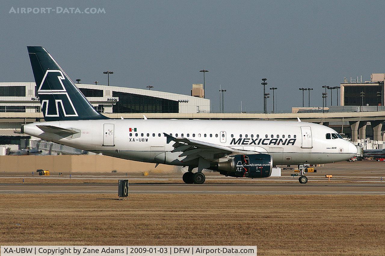 XA-UBW, 2005 Airbus A318-111 C/N 2523, Mexicana Airlines landing at DFW