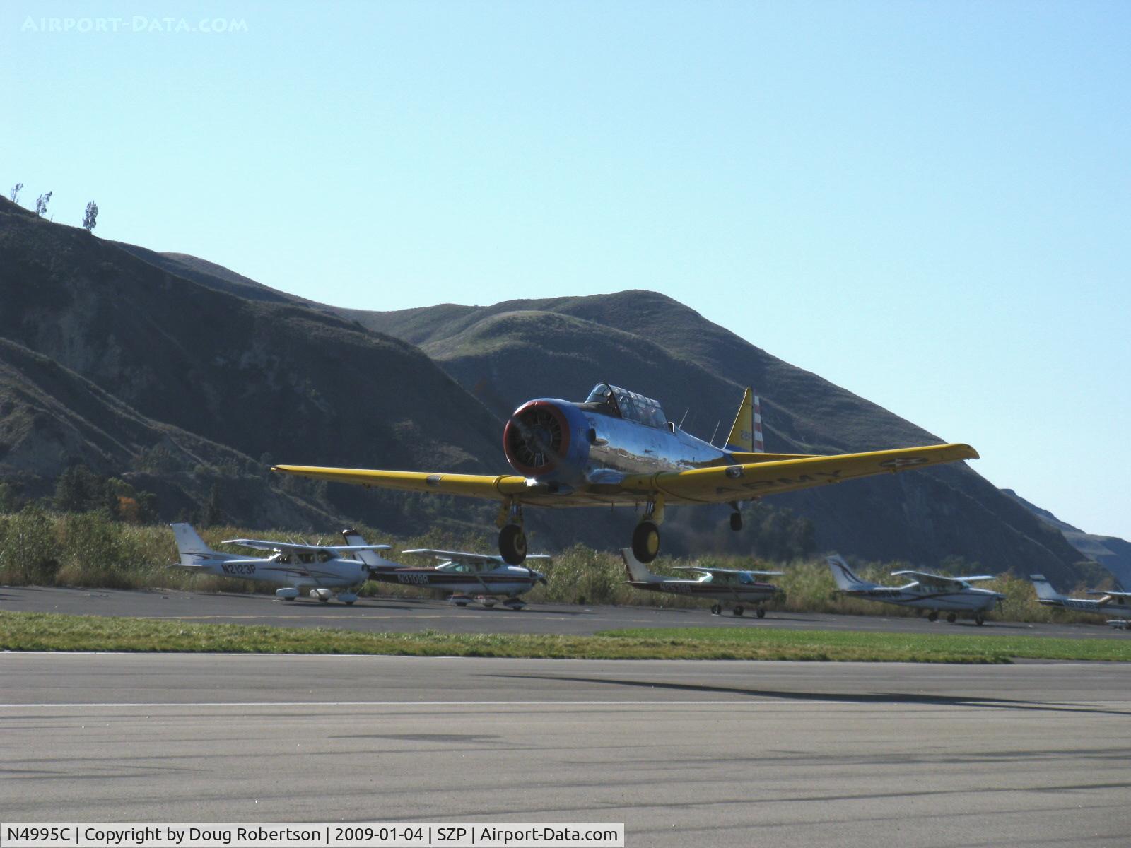 N4995C, 1949 North American T-6G Texan C/N 168-481, 1949 North American T-6G TEXAN (1949 factory reman) 'Thirsty Girl', P&W R-1340 Wasp 600 Hp, takeoff Rwy 04