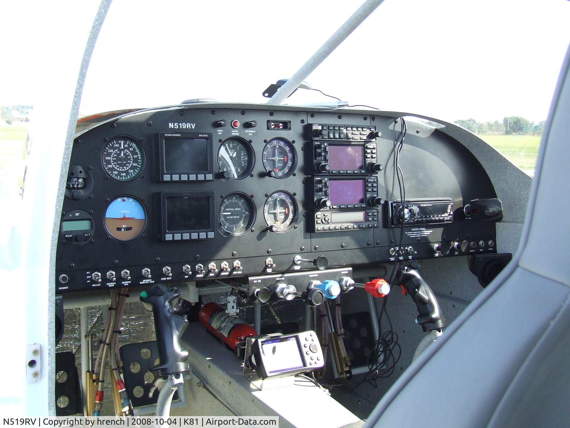 N519RV, 2006 Vans RV-10 C/N 40250, Interior 519RV at Miami Co airport day