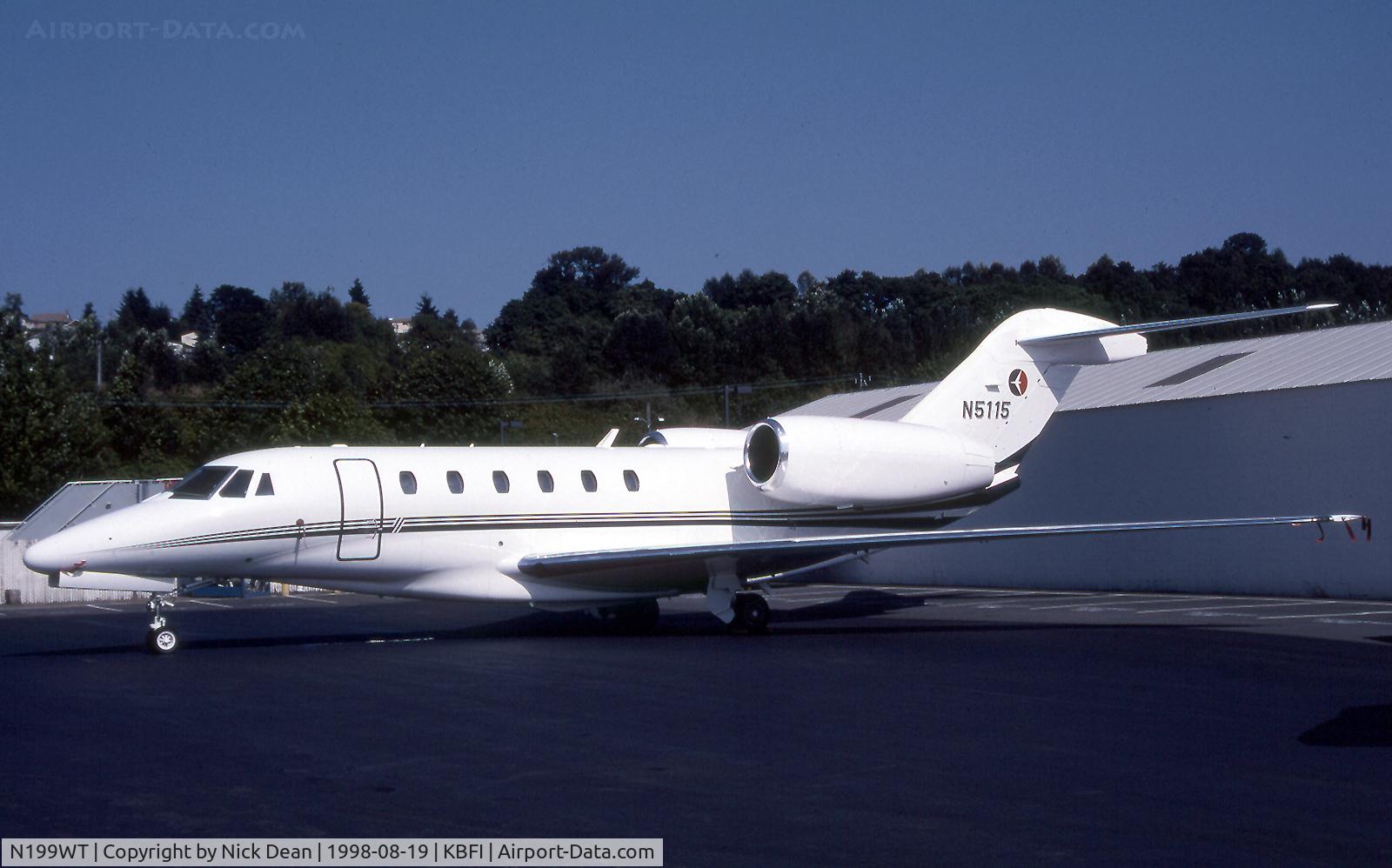 N199WT, 1997 Cessna 750 Citation X C/N 750-0018, KBFI (6 airframes have carried N5115 this Slicer was owned by GM and is currently registered N199WT as posted)
