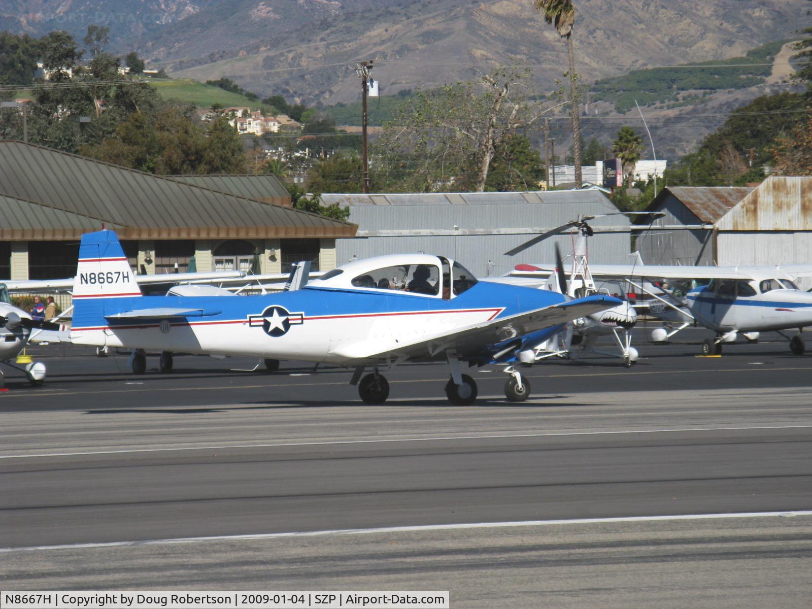 N8667H, 1947 North American Navion C/N NAV-4-667, 1947 North American NAVION, 285 Hp Continental upgrade, taxi. Young Eagles flight-this aircraft has given hundreds of YE rides.