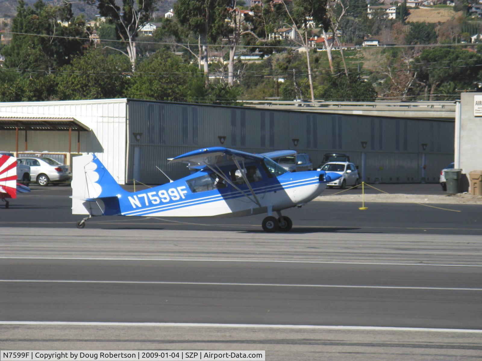 N7599F, 1970 Champion 7ECA Citabria C/N 745-70, 1970 Champion 7ECA CITABRIA, Lycoming O-235 115 Hp, taxi. Young Eagles flight