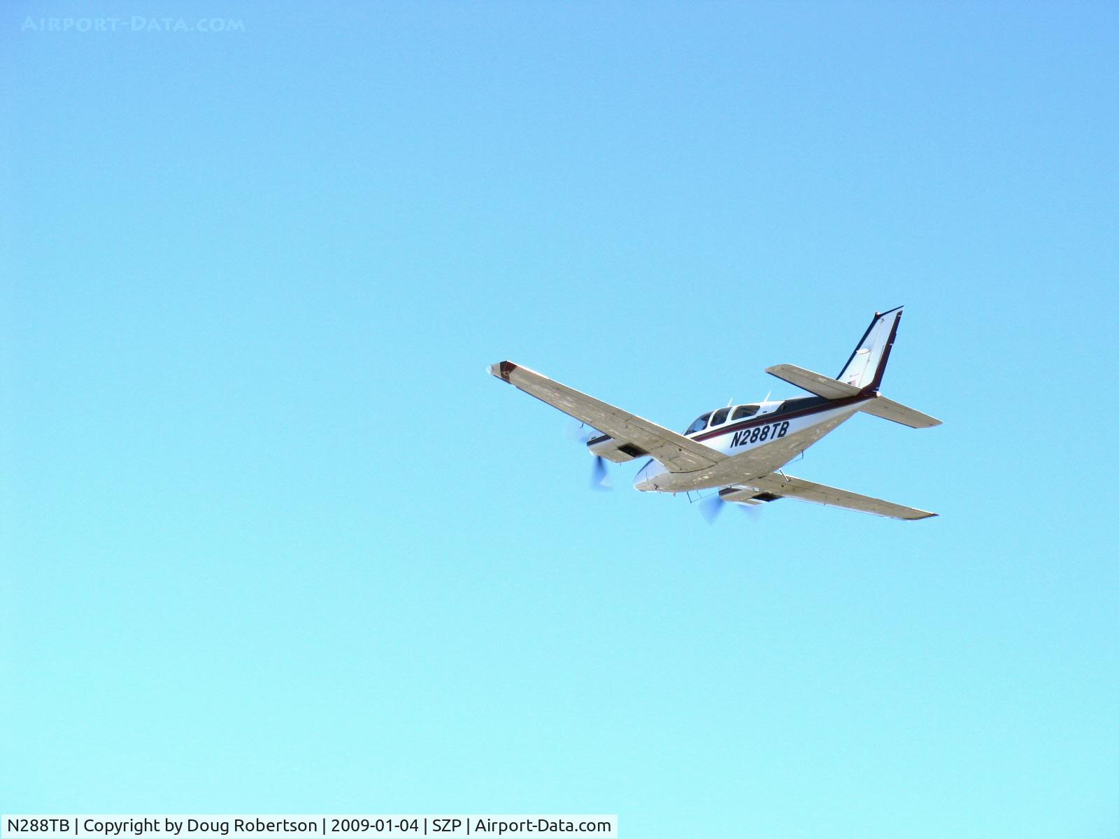 N288TB, 1975 Beech 95-B55 (T42A) Baron C/N TC-1880, 1975 Beech 95-B55 (T-42A) BARON, two Continental IO-470-L 260 Hp each, takeoff climb Rwy 04