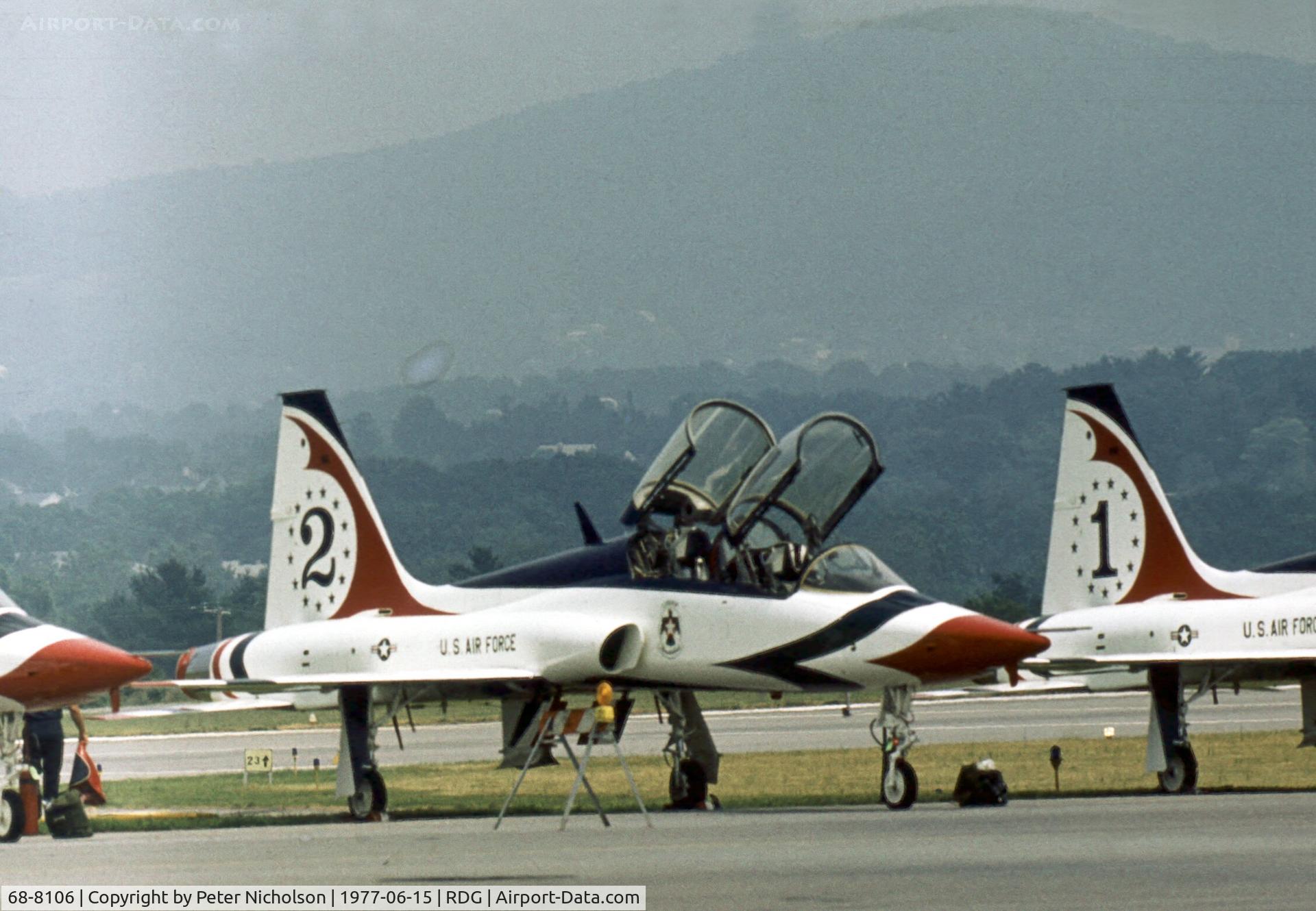 68-8106, 1968 Northrop T-38A Talon C/N T.6111, Thunderbird 2 at the 1977 Reading Airshow in Pennsylvania.