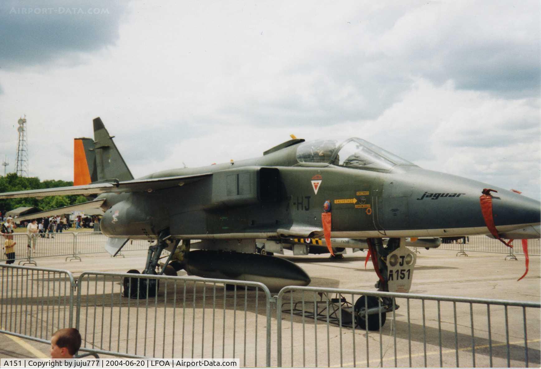 A151, Sepecat Jaguar A C/N A151, on display at Avord