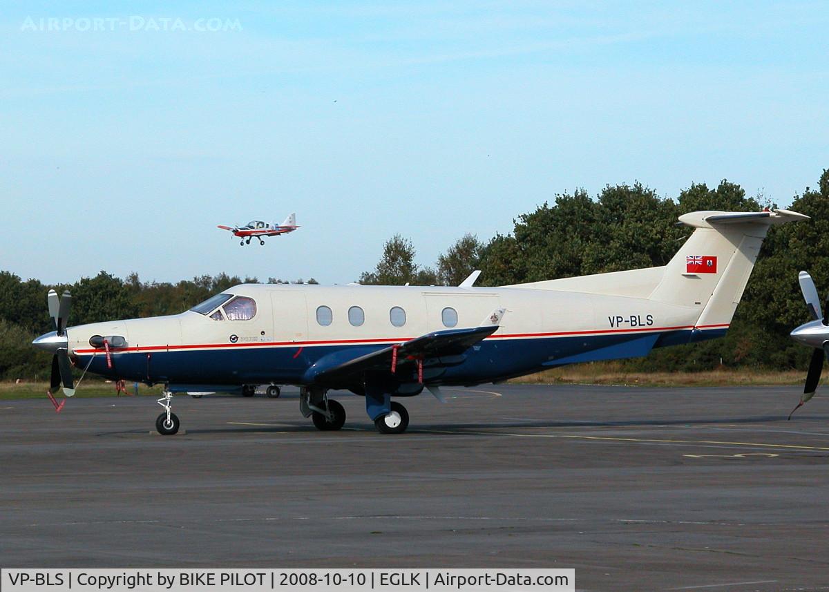 VP-BLS, 1997 Pilatus PC-12/45 C/N 176, BERMUDA REGISTERED BUT BASED AT FAIROAKS EGTF, BULLDOG LANDING ON RWY 25 IS G-CBBC