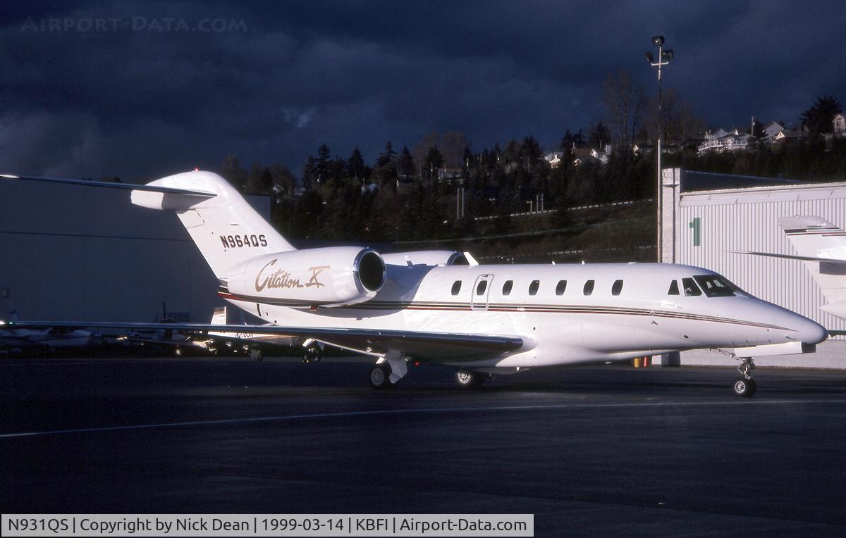N931QS, 1998 Cessna 750 Citation X C/N 750-0064, KBFI (Seen here as N964QS prior to being re-registered N931QS as posted, N964QS is currently being carried by 750-0164)
