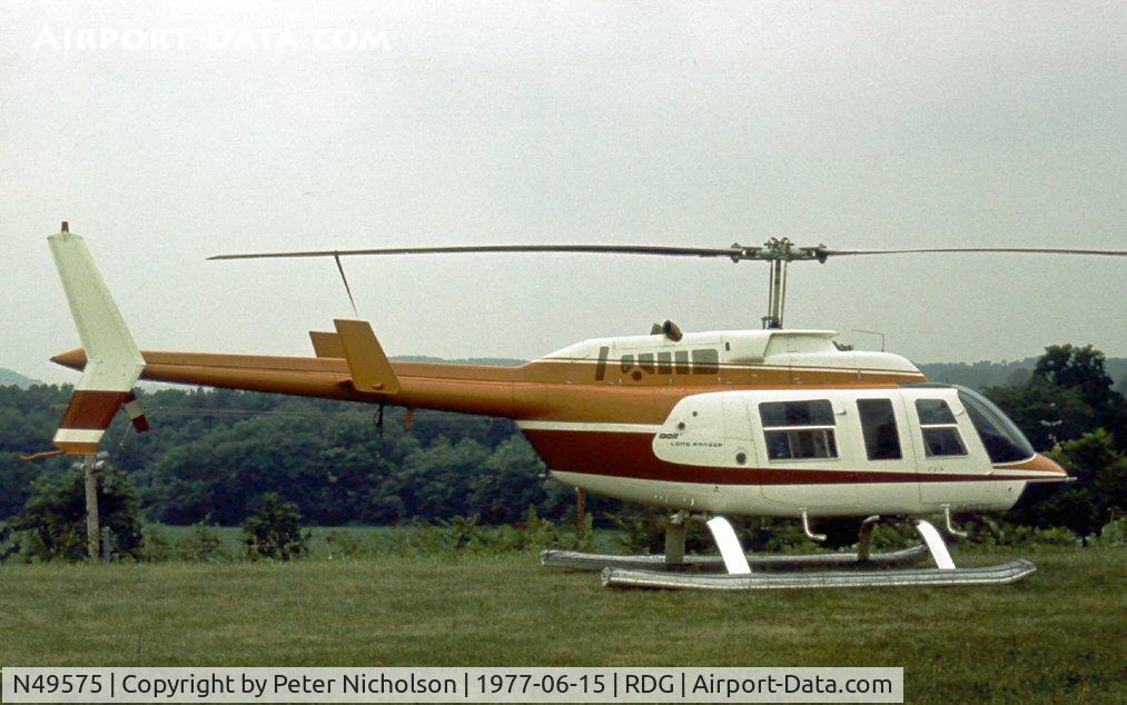 N49575, Bell 206L LongRanger C/N 45022, This LongRanger was a visitor to the 1977 Reading Airshow in Pennsylvania.