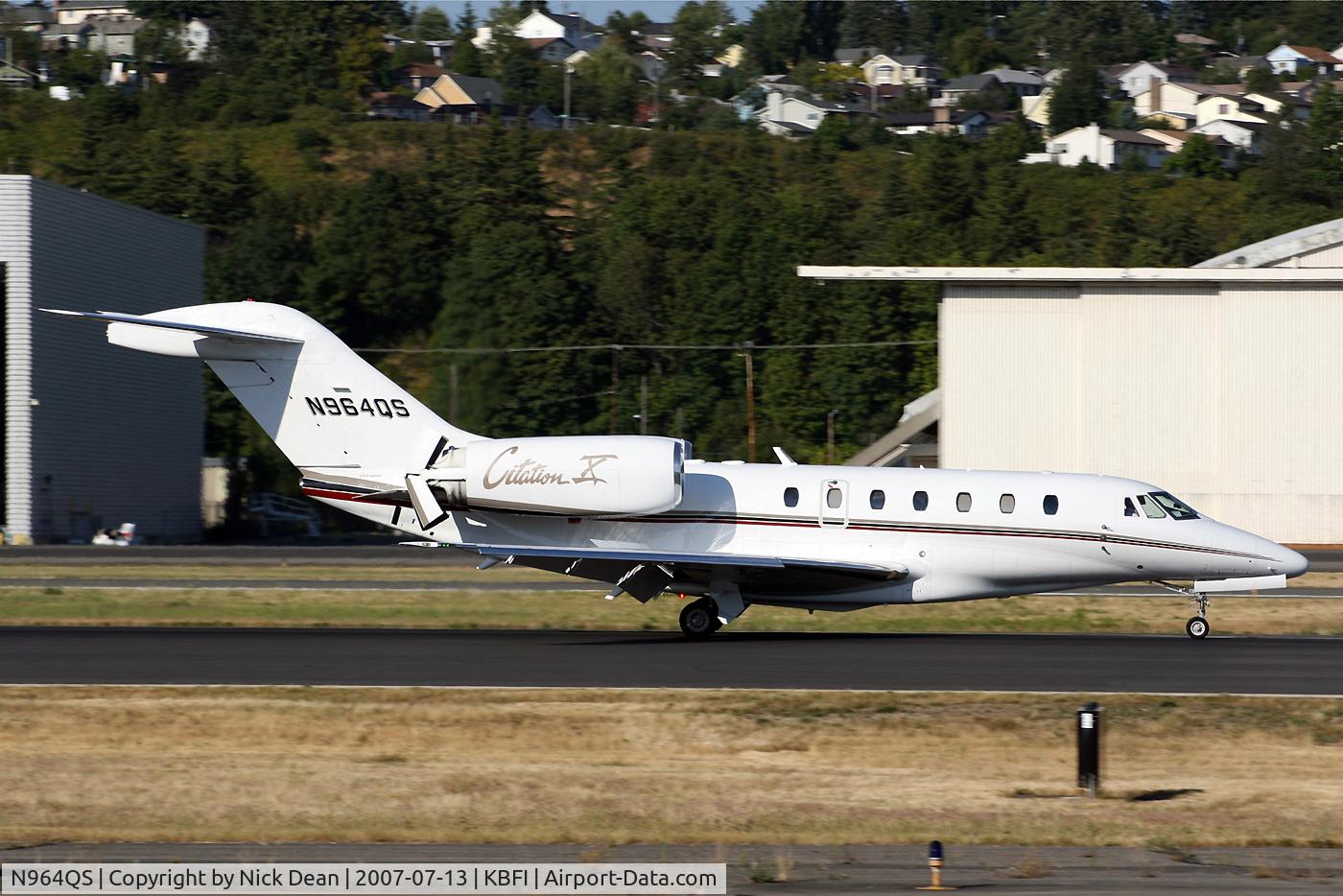 N964QS, 2001 Cessna 750 Citation X C/N 750-0164, KBFI (Seen here the second N964QS C/N 0164 the previous N964QS was C/N 0064 also uploaded)