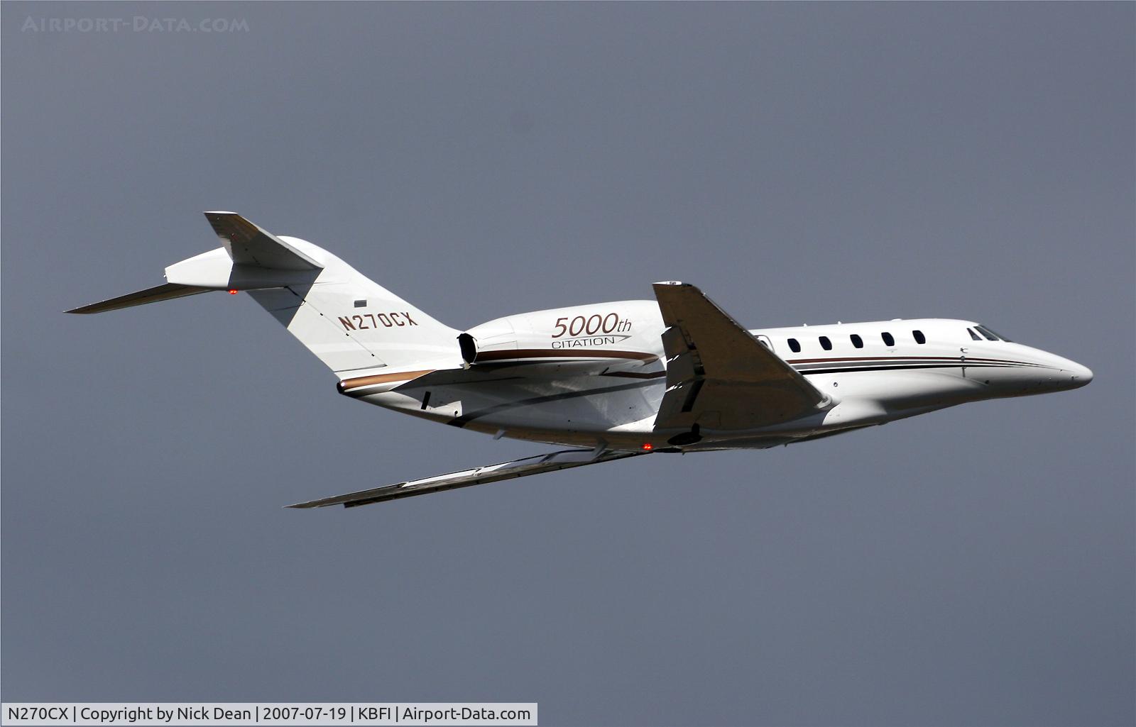 N270CX, 2007 Cessna 750 Citation X C/N 750-0270, KBFI (5000th Citation titles on this Slicer)