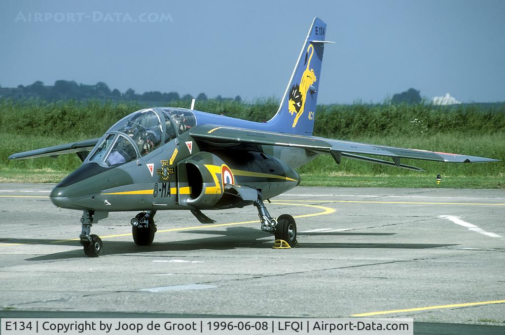 E134, Dassault-Dornier Alpha Jet E C/N E134, Special colours with 4c1 badge. Seen at the Cambrai open house in 1996.