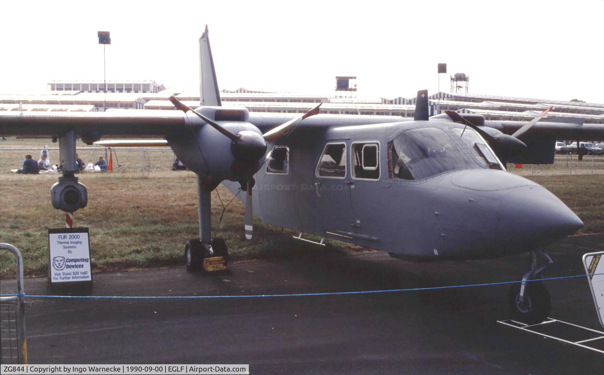 ZG844, 1985 Britten-Norman BN-2T Islander AL1 C/N 2184, Britten-Norman Islander AL.1 of the RAF  at Farnborough International 1990