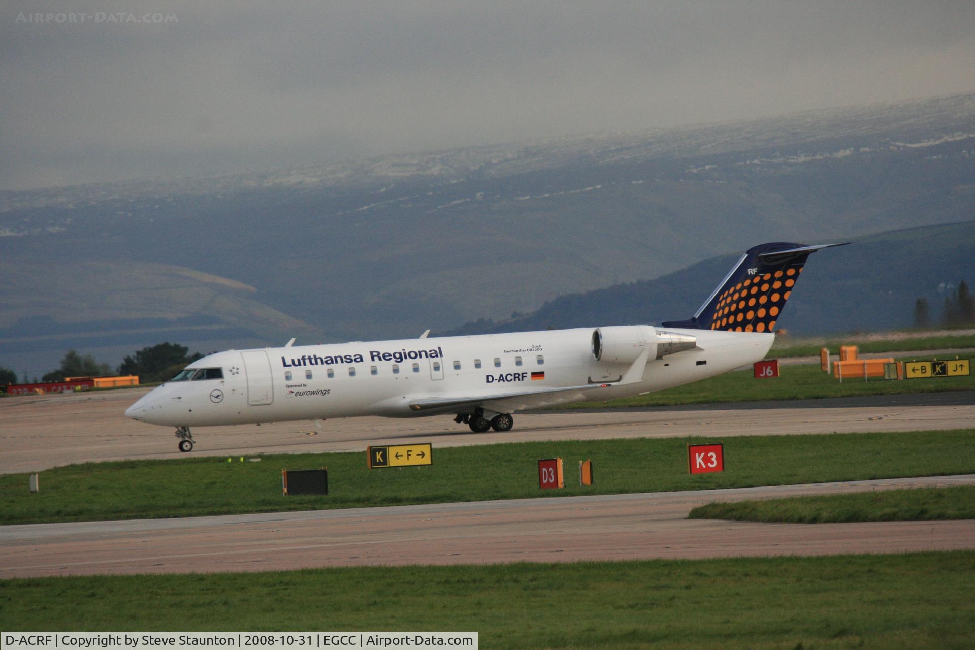D-ACRF, 2002 Bombardier CRJ-200ER (CL-600-2B19) C/N 7619, Taken at Manchester Airport, October 2008