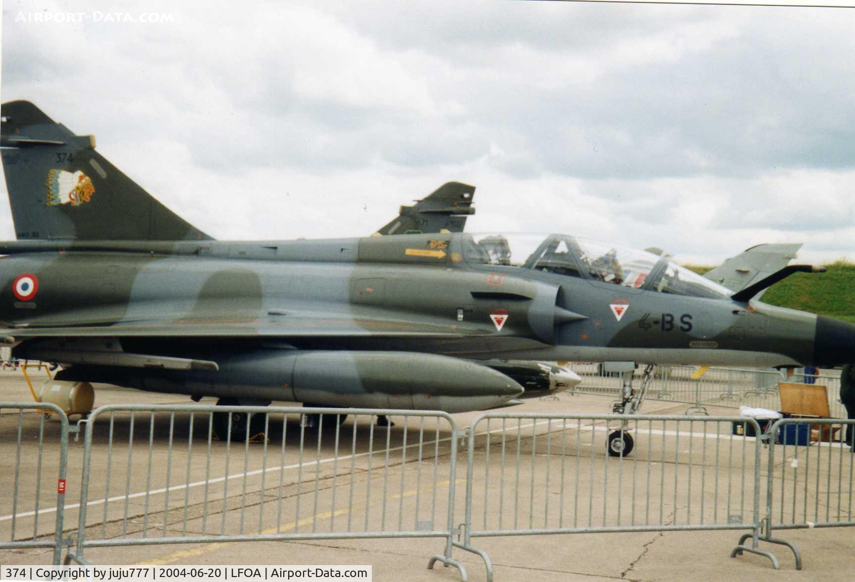 374, Dassault Mirage 2000N C/N 5502, on display at Avord