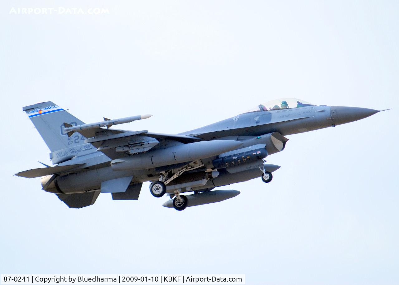 87-0241, 1987 General Dynamics F-16C Fighting Falcon C/N 5C-502, On final Lockheed Martin F-16C Falcon 120th Fighter Squadron at Buckley AFB, CO