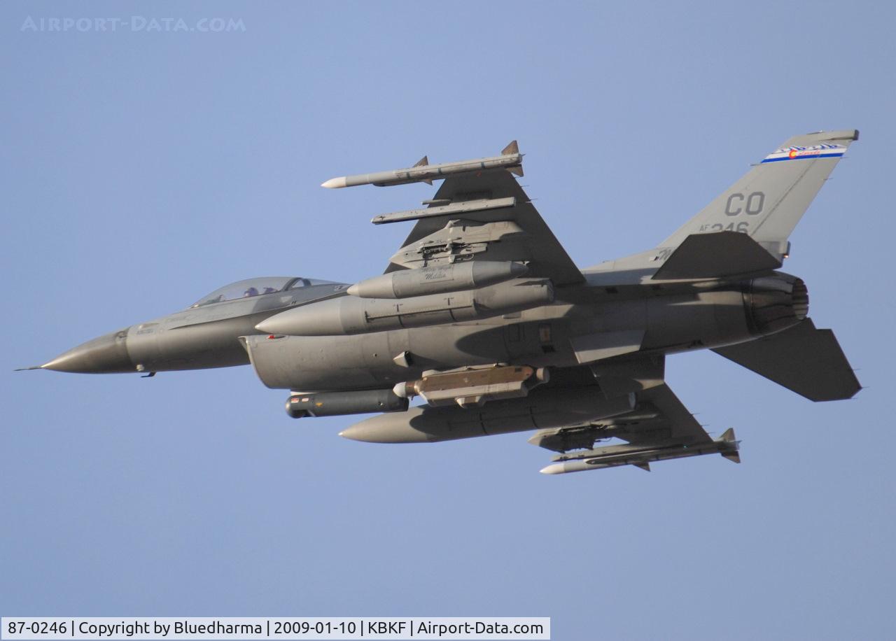 87-0246, General Dynamics F-16C Fighting Falcon C/N 5C-507, Takeoff Lockheed Martin F-16C Falcon 120th Fighter Squadron at Buckley AFB, CO