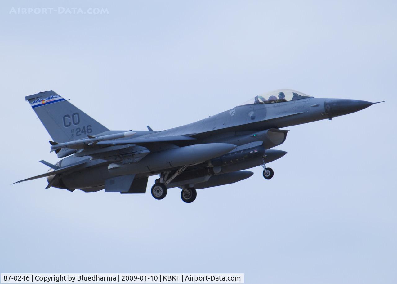 87-0246, General Dynamics F-16C Fighting Falcon C/N 5C-507, On final Lockheed Martin F-16C Falcon 120th Fighter Squadron at Buckley AFB, CO