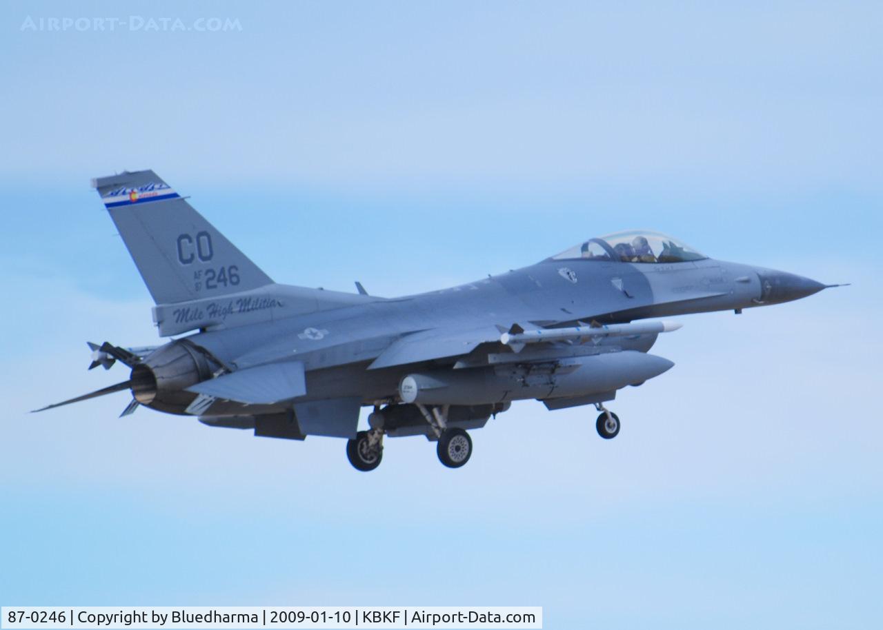 87-0246, General Dynamics F-16C Fighting Falcon C/N 5C-507, On final Lockheed Martin F-16C Falcon 120th Fighter Squadron at Buckley AFB, CO