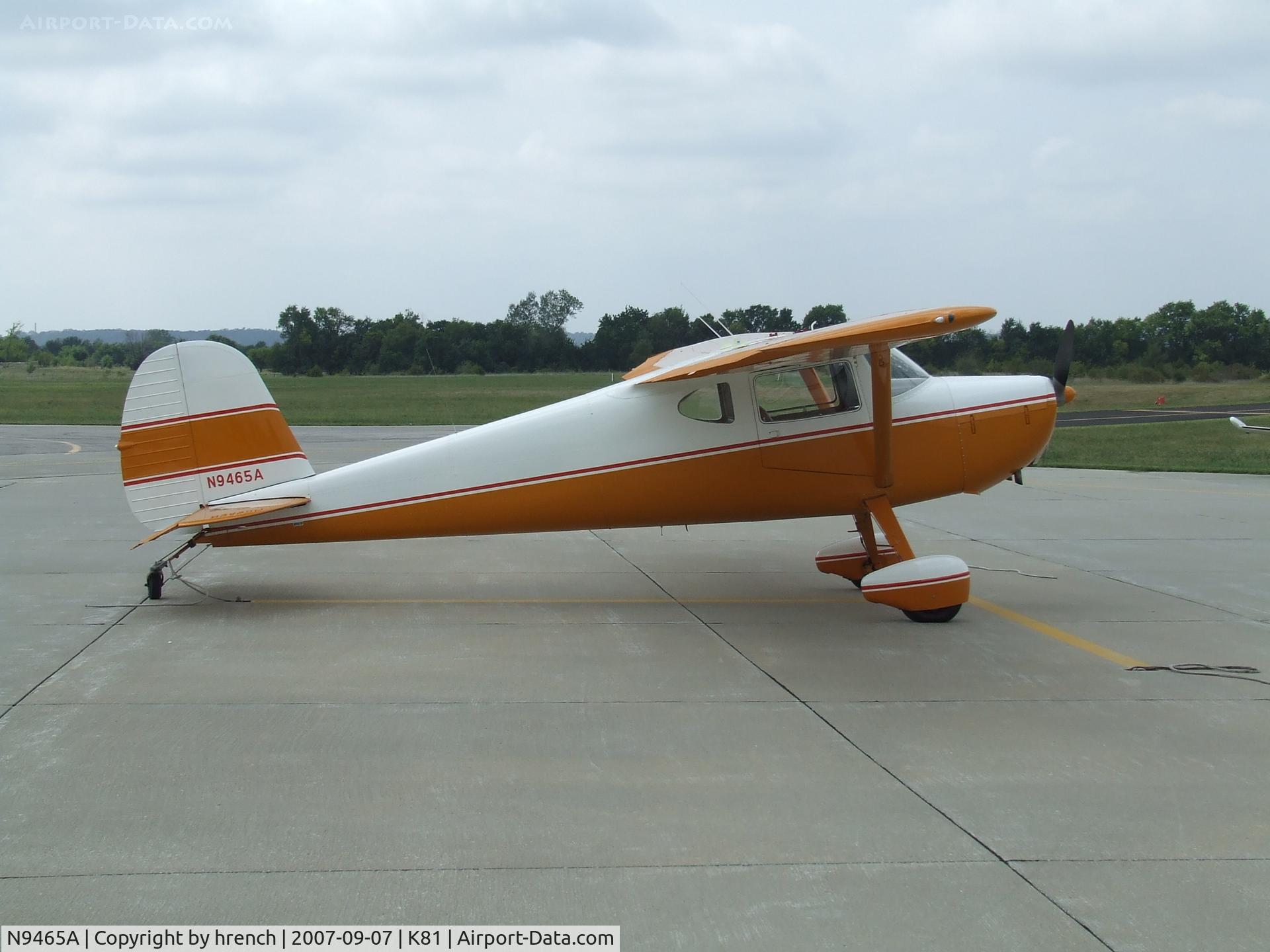 N9465A, 1949 Cessna 140A C/N 15286, Cessna at Miami Co airport day Sept 7, 2007
