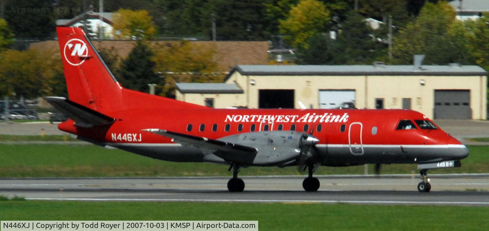 N446XJ, 1998 Saab 340B C/N 340B446, Departing MSP on 12L
