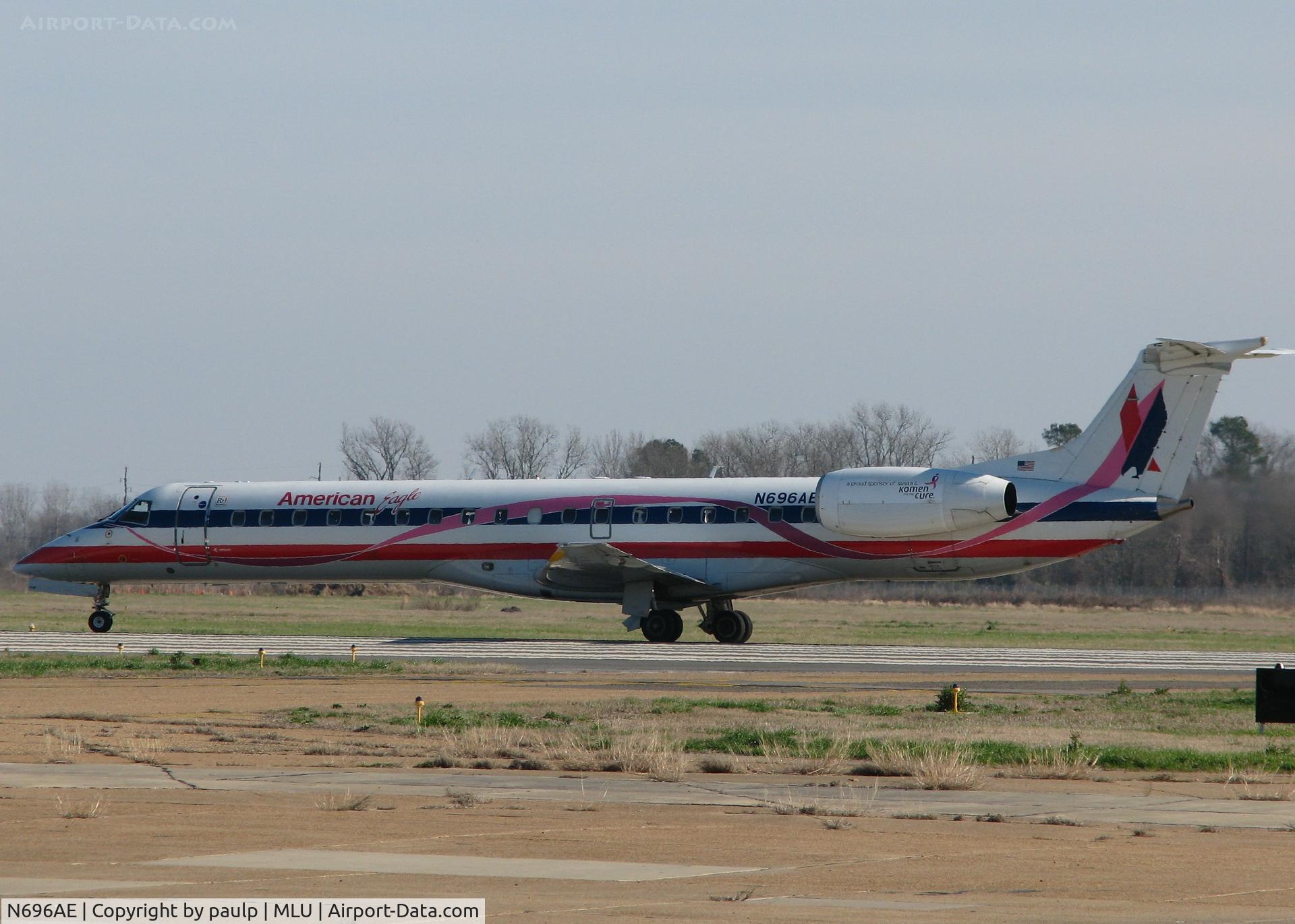 N696AE, 2004 Embraer ERJ-145LR (EMB-145LR) C/N 14500874, About to take off from the Monroe, Louisiana airport.