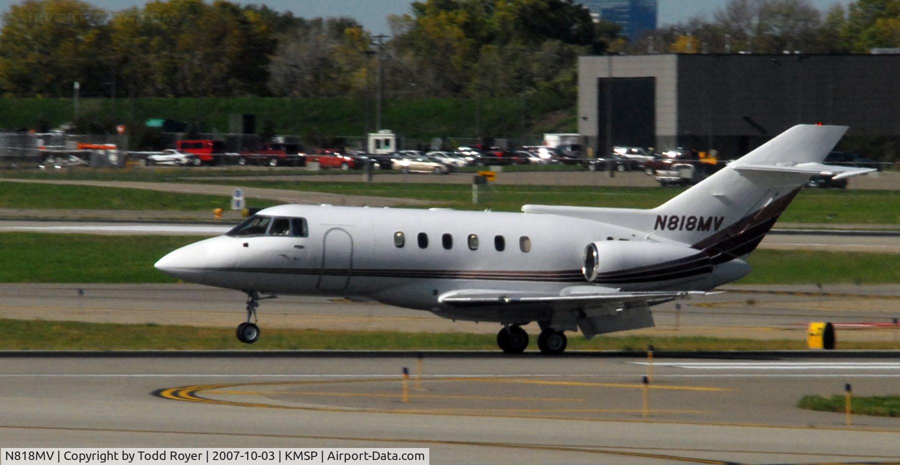 N818MV, 1990 British Aerospace BAe.125-800A C/N 258186, Landing Runway 22 at MSP, in happier times.