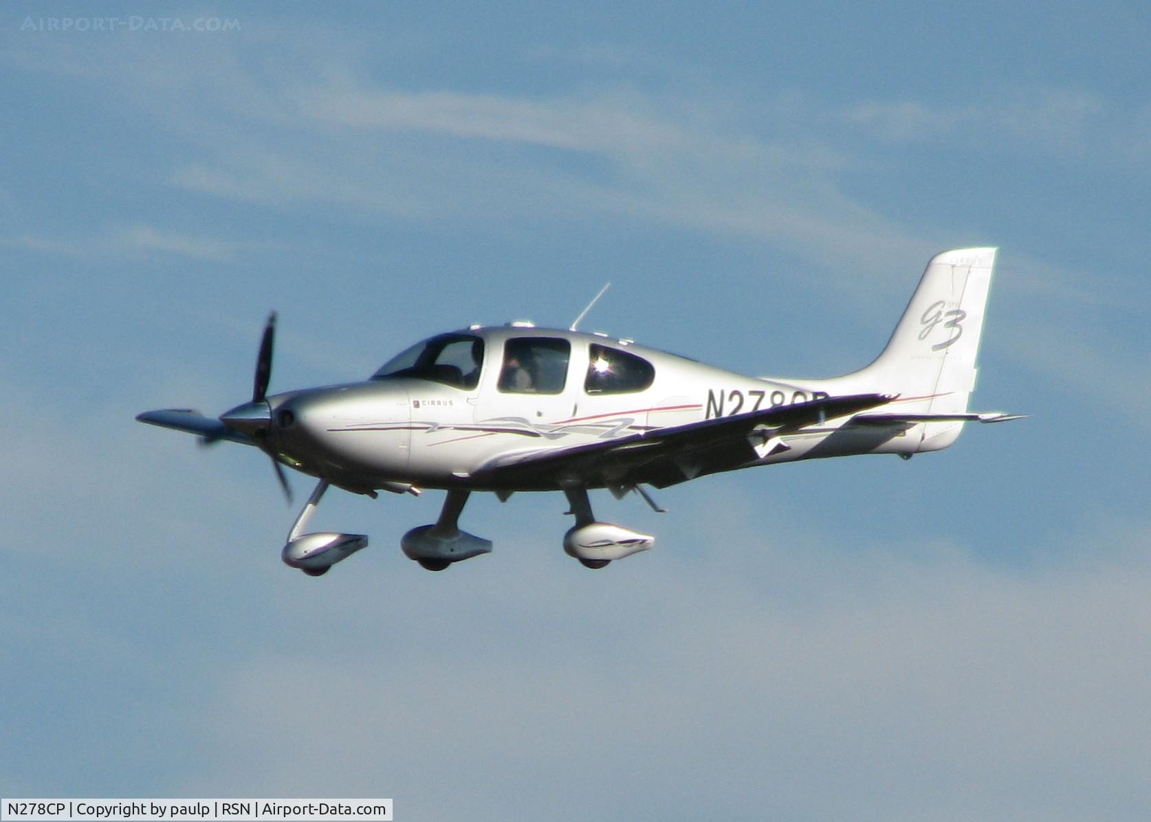 N278CP, 2008 Cirrus SR22 C/N 3211, Landing at the Ruston,Louisiana airport.