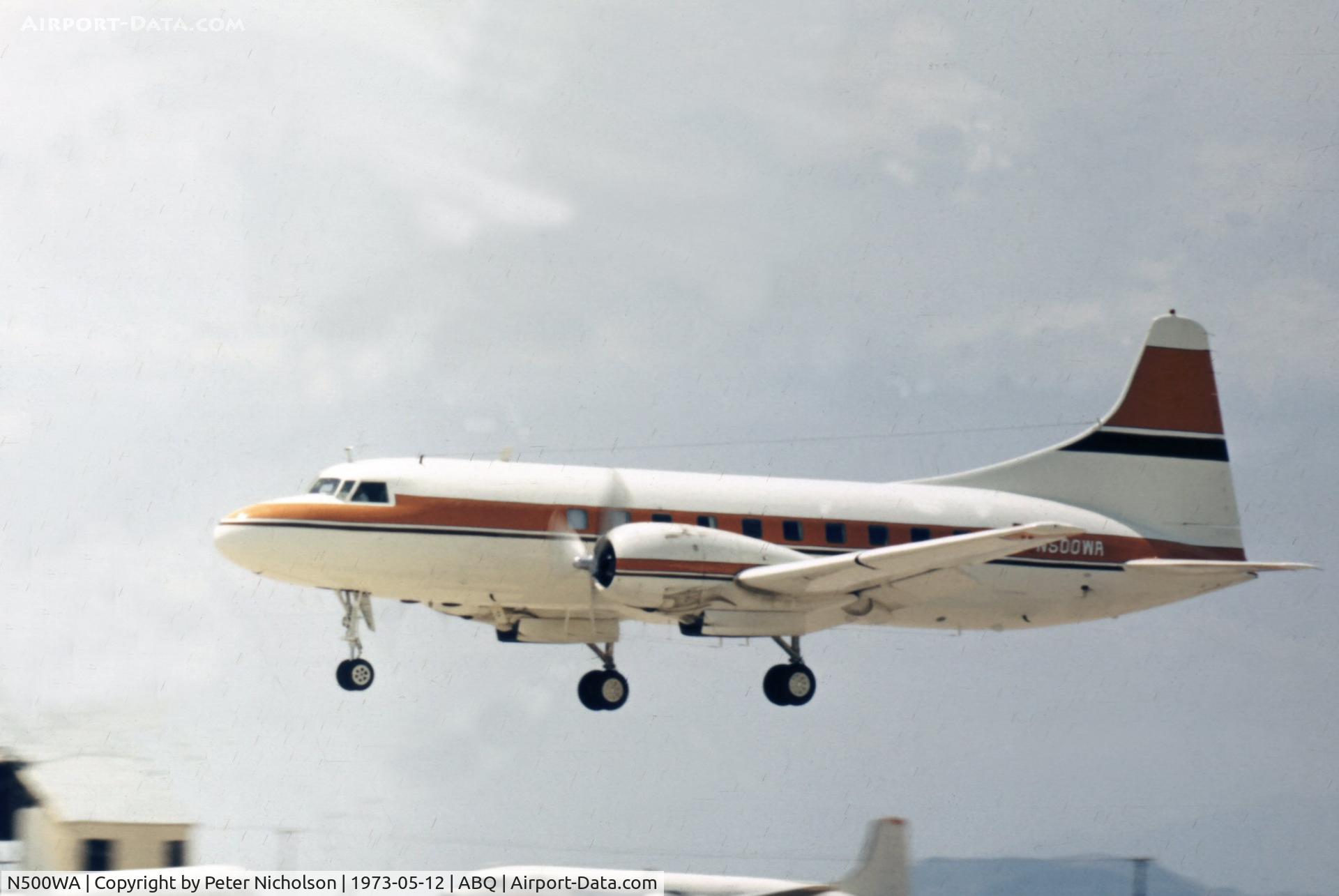 N500WA, 1950 Convair 240 C/N 166, Operated by Westernair in 1973 when seen at Albuquerque.