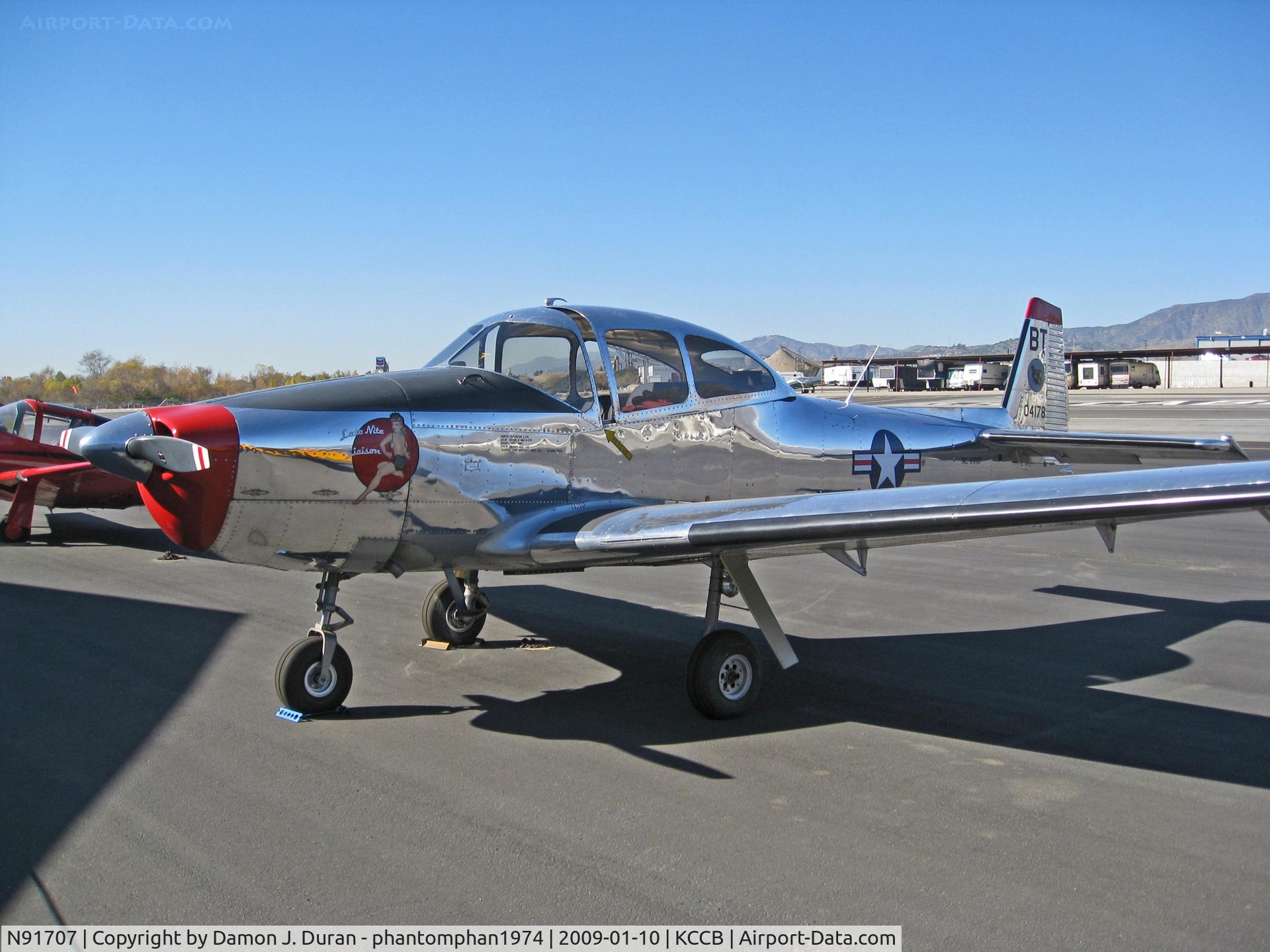 N91707, 1947 North American Navion (NA-145) C/N NAV-4-178, Taken at the Cable Airport's Airshow on static display.