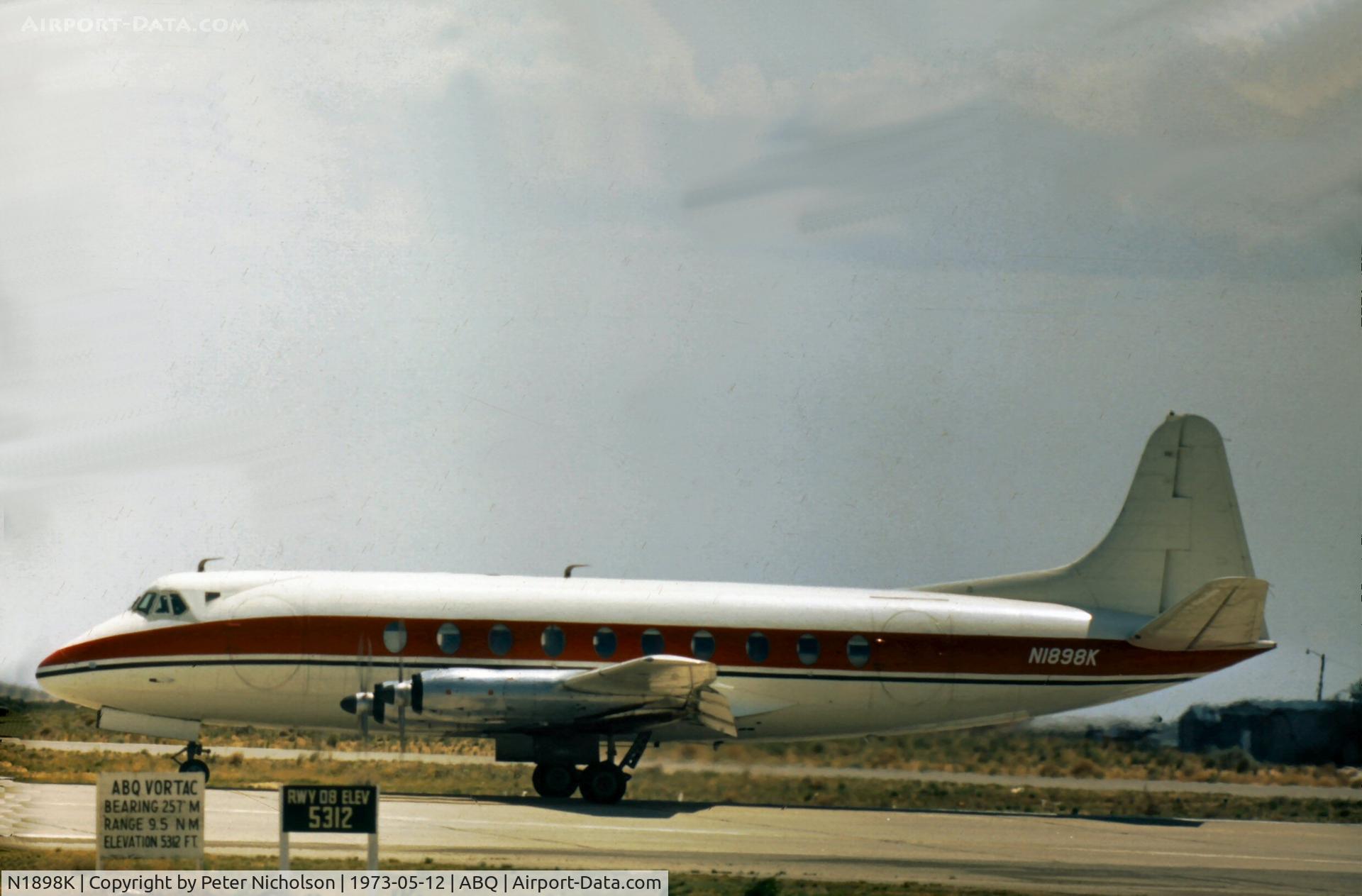 N1898K, 1956 Vickers Viscount 745 C/N 211, As seen at Albuquerque in 1973.