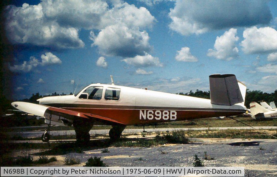 N698B, 1948 Beech A35 Bonanza C/N D-1701, This Bonanza was seen at Brookhaven, New York in the summer of 1975.
