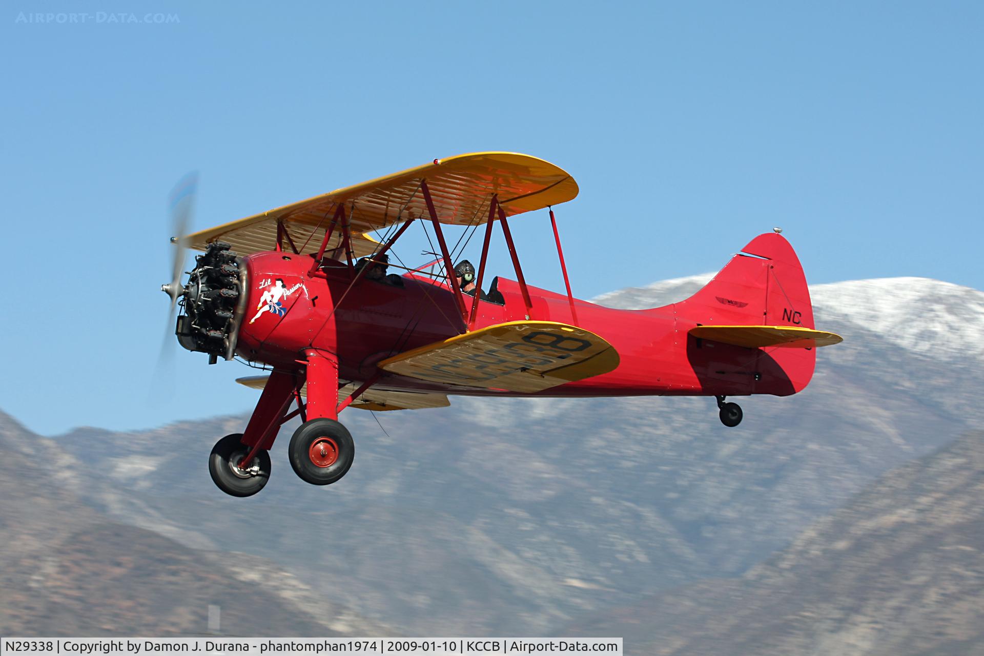 N29338, 1940 Waco UPF-7 C/N 5365, Fly-by during Cable Airshow