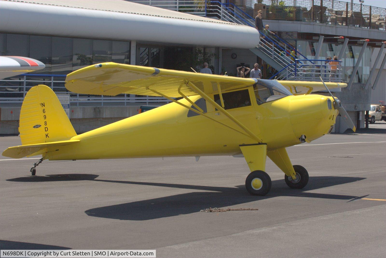 N698DK, 1946 Luscombe 8A C/N 2225, Parked at Typhoon Restaurant ant SMO