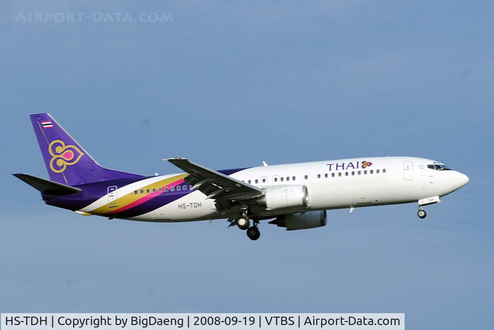 HS-TDH, 1997 Boeing 737-4D7 C/N 28703, Approaching 19L, Suvarnabhumi International Airport.