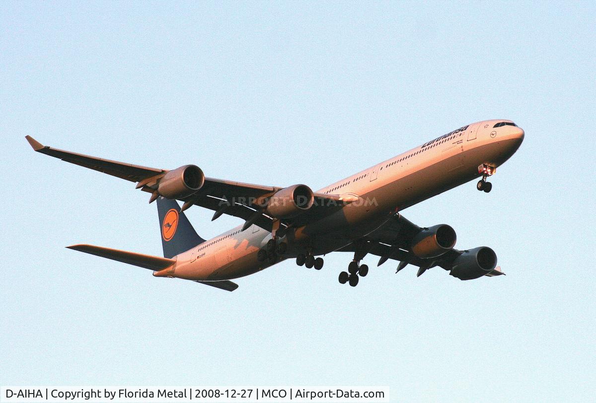 D-AIHA, 2003 Airbus A340-642 C/N 482, Lufthansa A340-600 - first time it came in while it was still light, posting a lot of pictures here because this may be my only chance since we go back to A330-300 service with DLH in spring