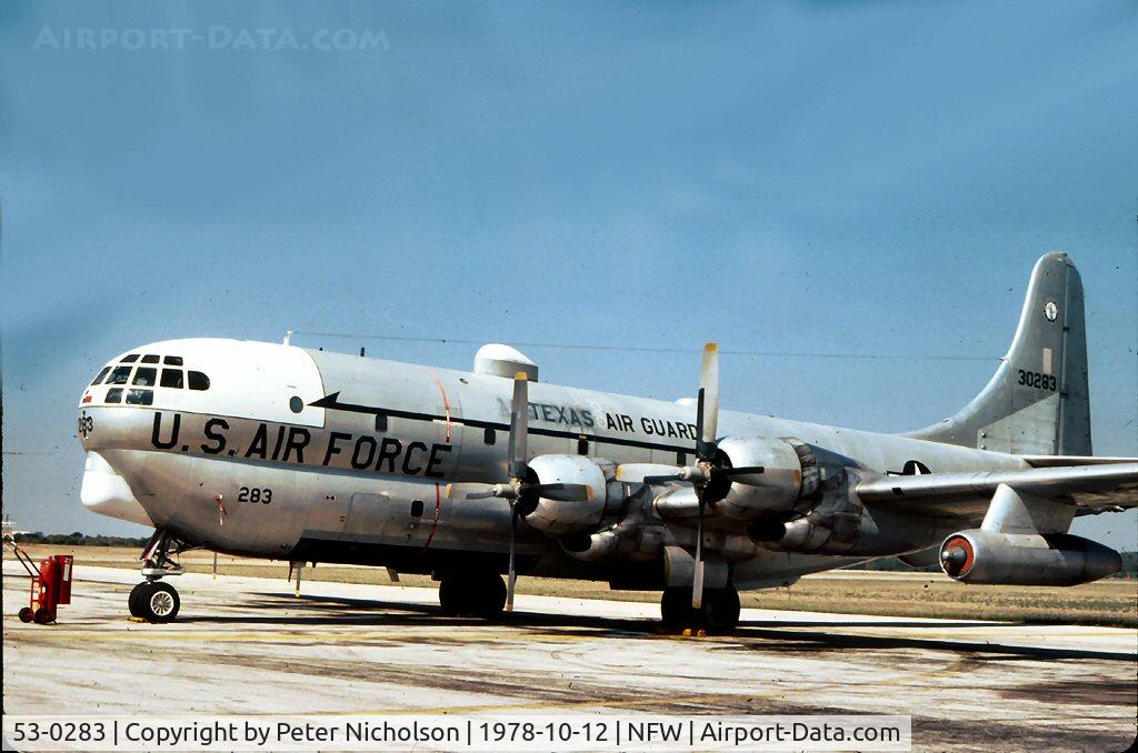 53-0283, 1953 Boeing KC-97G Stratocruiser C/N 17065, Texas ANG KC-97G at Carswell AFB in 1978.