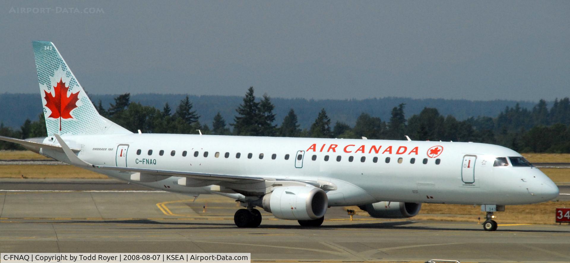 C-FNAQ, 2008 Embraer 190AR (ERJ-190-100IGW) C/N 19000146, Taxi to gate