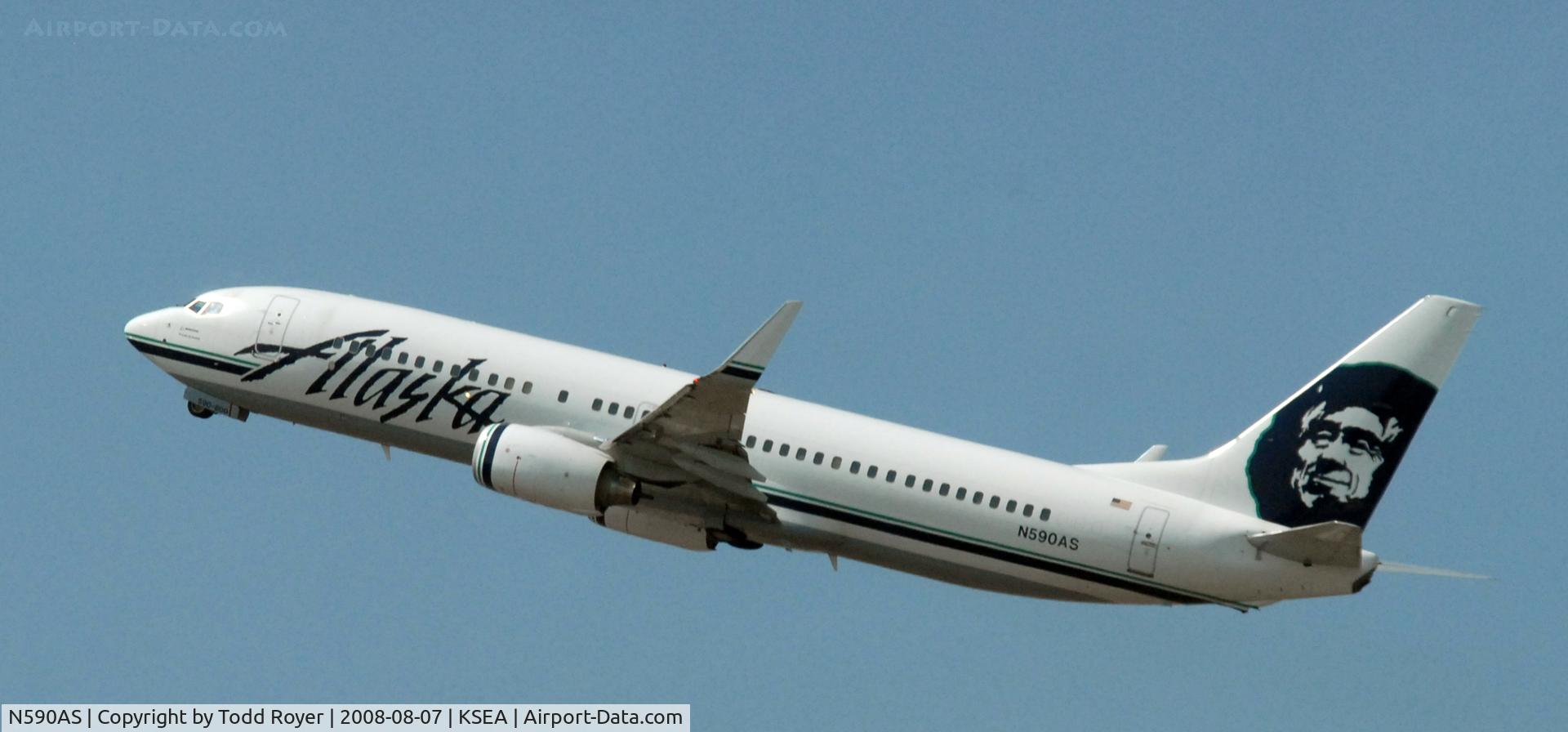 N590AS, 2008 Boeing 737-890 C/N 35687, Departing SEA on 16L