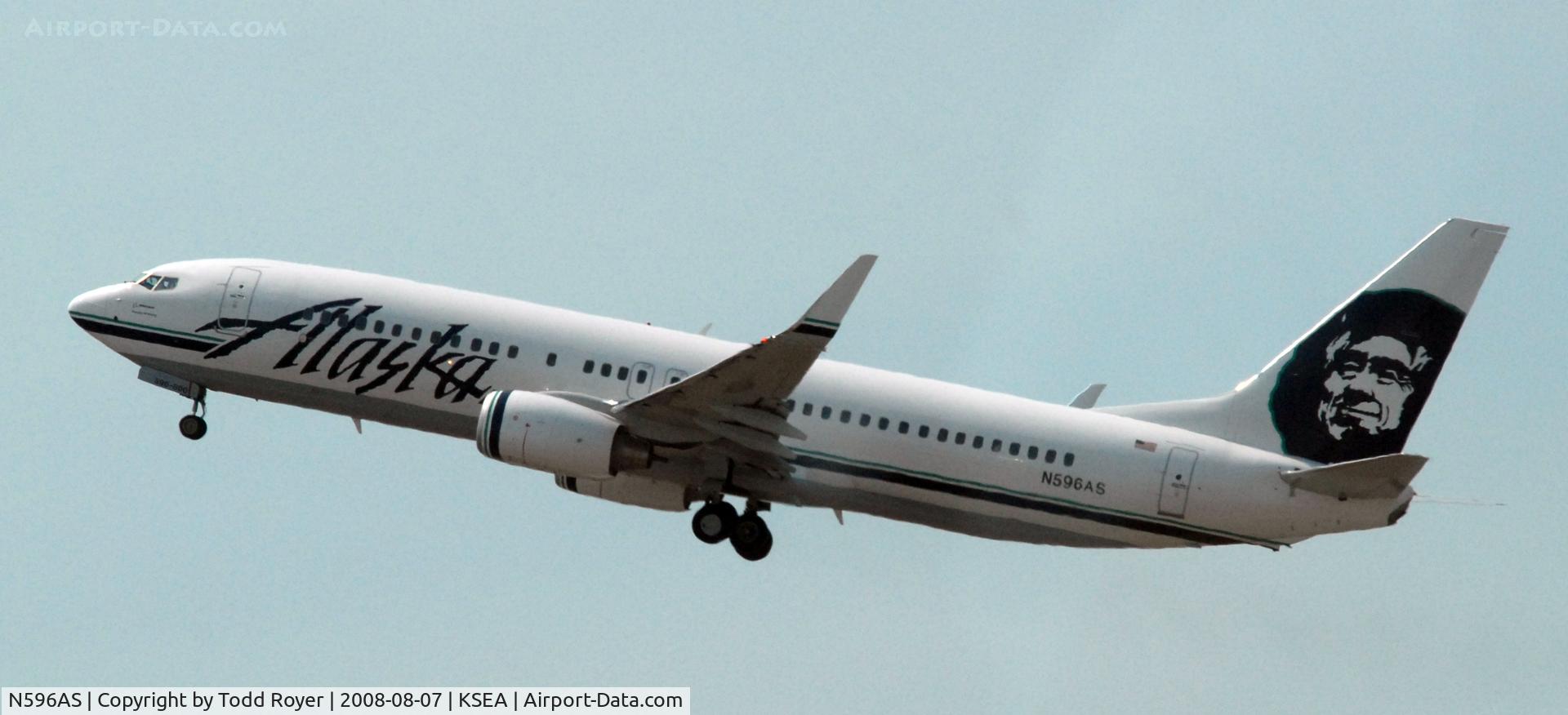 N596AS, 2008 Boeing 737-890 C/N 35688, Departing SEA on 16L
