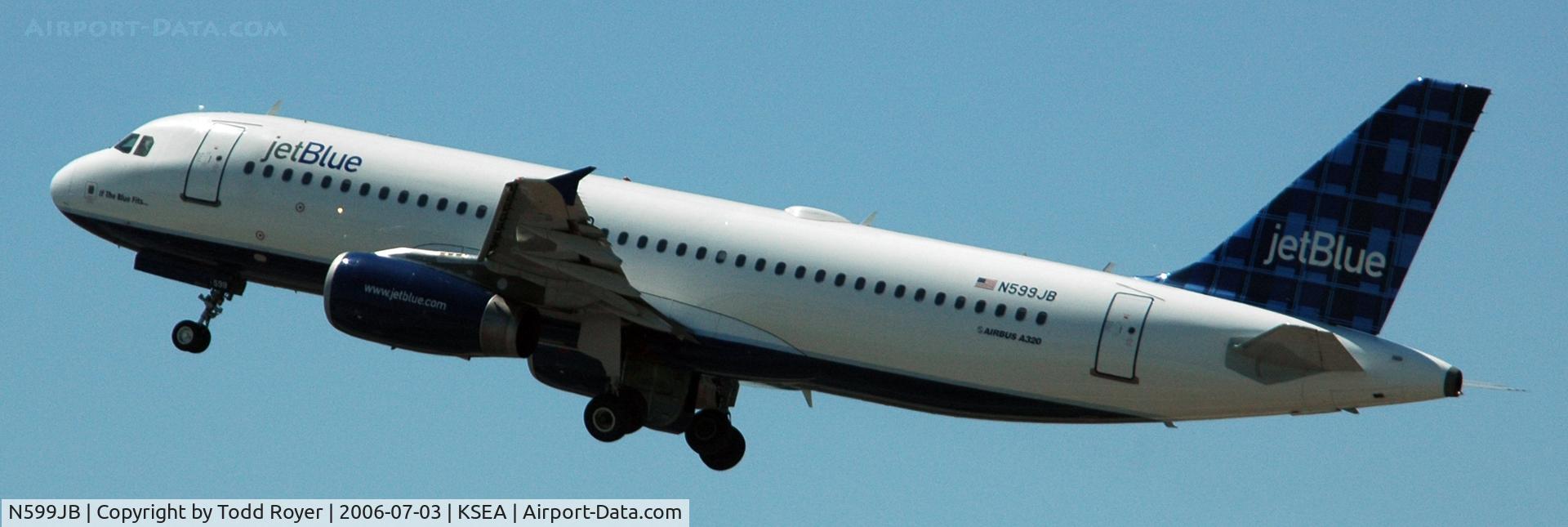 N599JB, 2004 Airbus A320-232 C/N 2336, Departing SEA on 16L