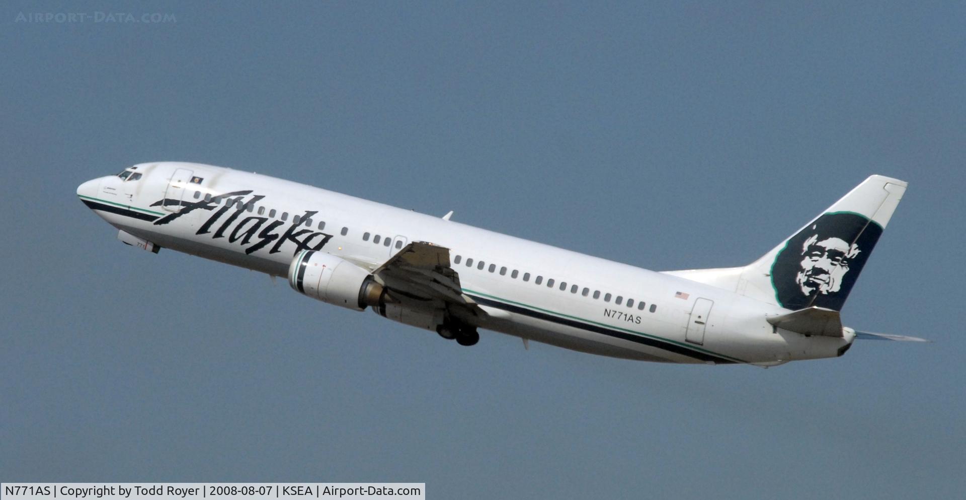 N771AS, 1993 Boeing 737-4Q8 C/N 25104, Departing SEA on 16L