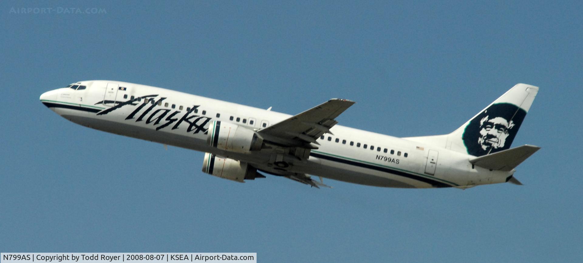 N799AS, 1998 Boeing 737-490 C/N 29270, Departing SEA on 16L